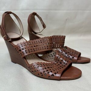 Tory Burch Nutria Brown Gladiator Wedge Sandals Size 9